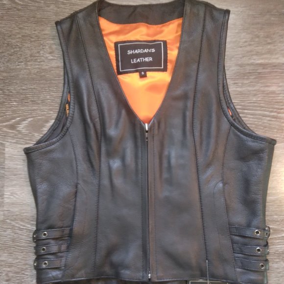 Shardans Leather Jackets & Blazers - New Shardans Leather Black Womens Zippered Vest Size Small